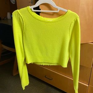 Love shack fancy wool lune crop pullover in neon yellow